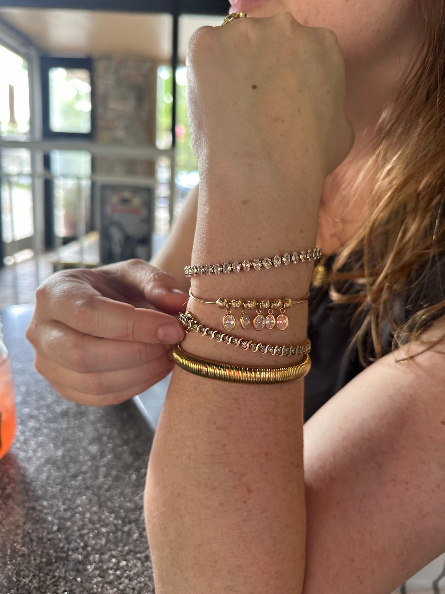 DRIP JEWELRY BRACELETS Slider Bead Cuffs with Sparkles (14k gold-filled)