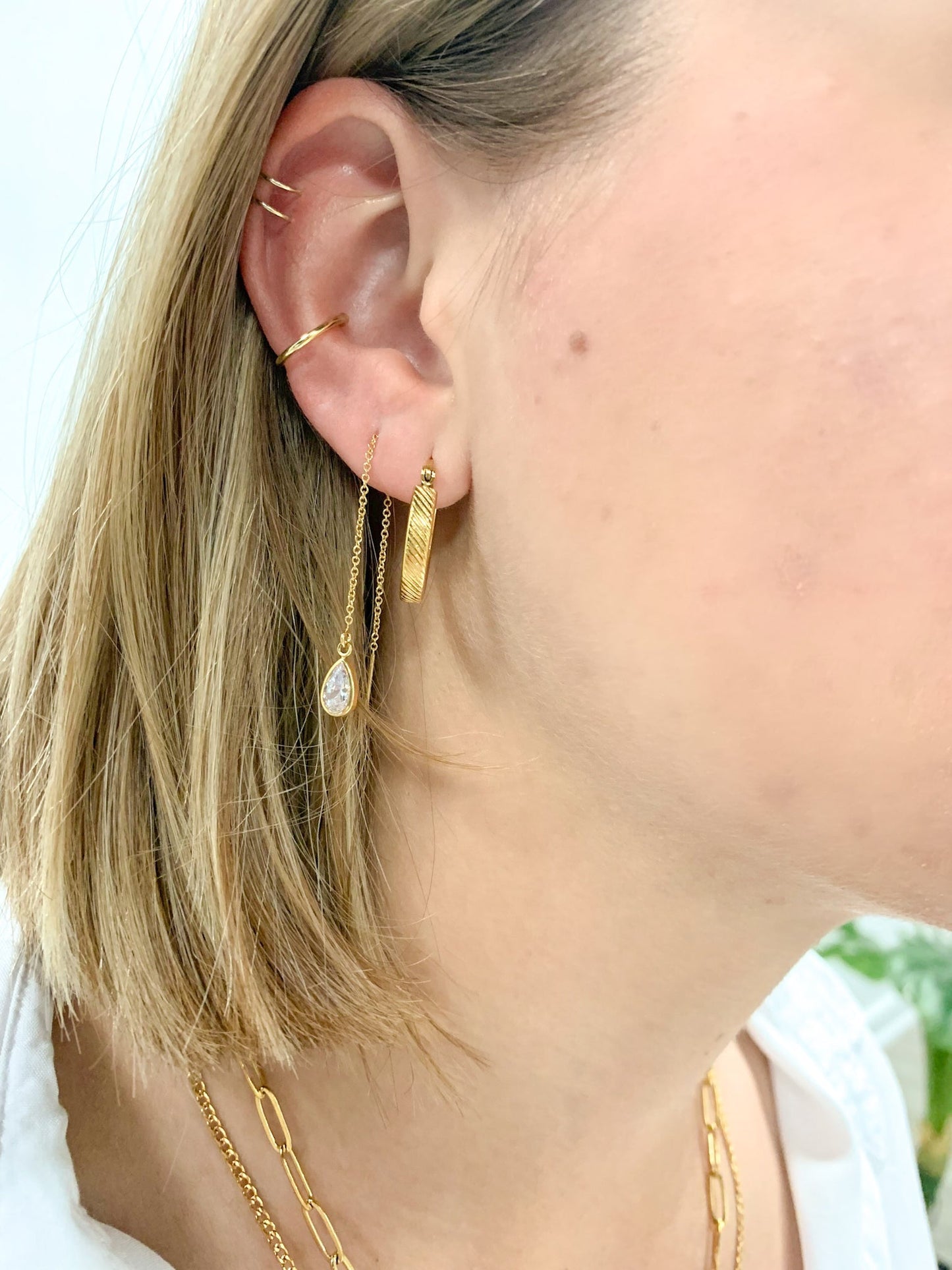 Drip Jewelry Earrings Textured Stripey Hoops