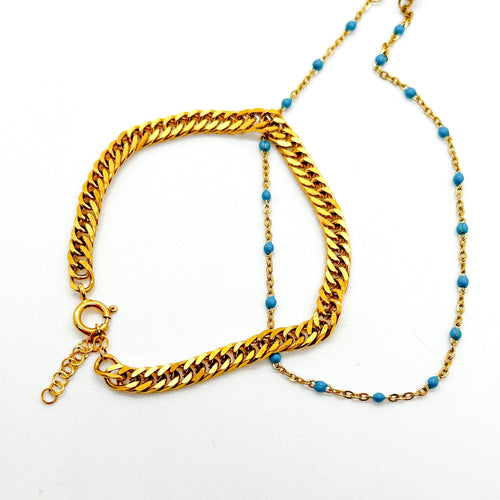 DRIP JEWELRY Bracelets Bracelet Set: Feather and Blue Enamel