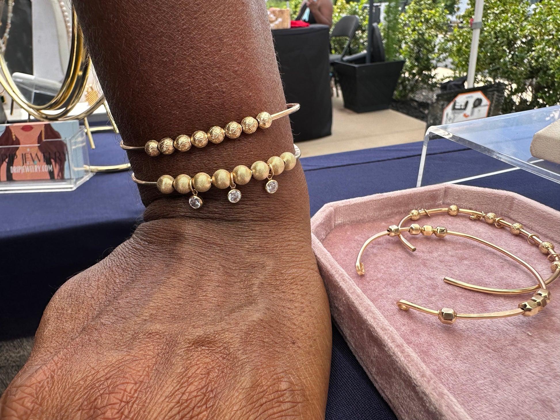 DRIP JEWELRY BRACELETS Slider Bead Cuffs with Sparkles (14k gold-filled)