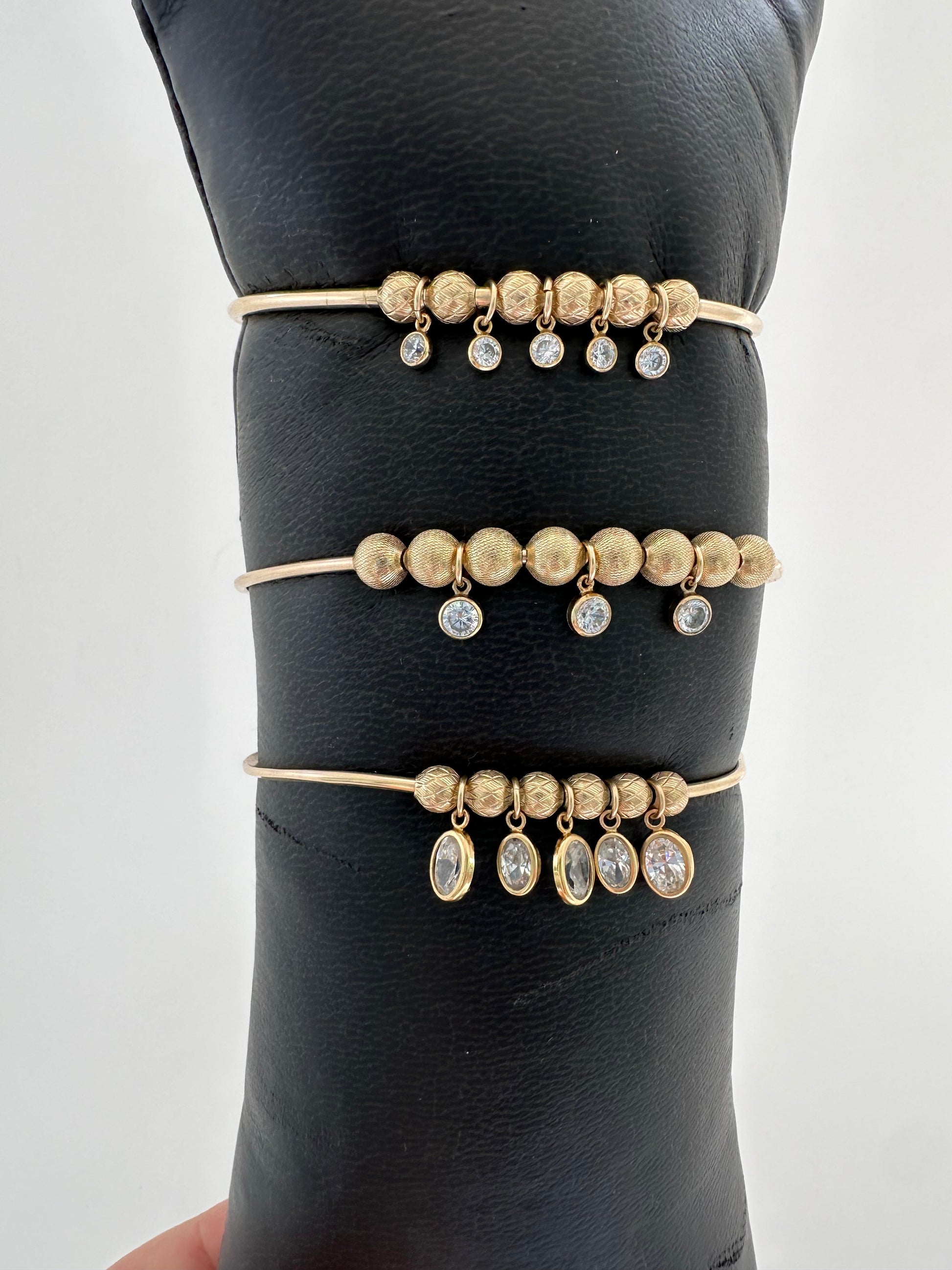 DRIP JEWELRY BRACELETS Slider Bead Cuffs with Sparkles (14k gold-filled)