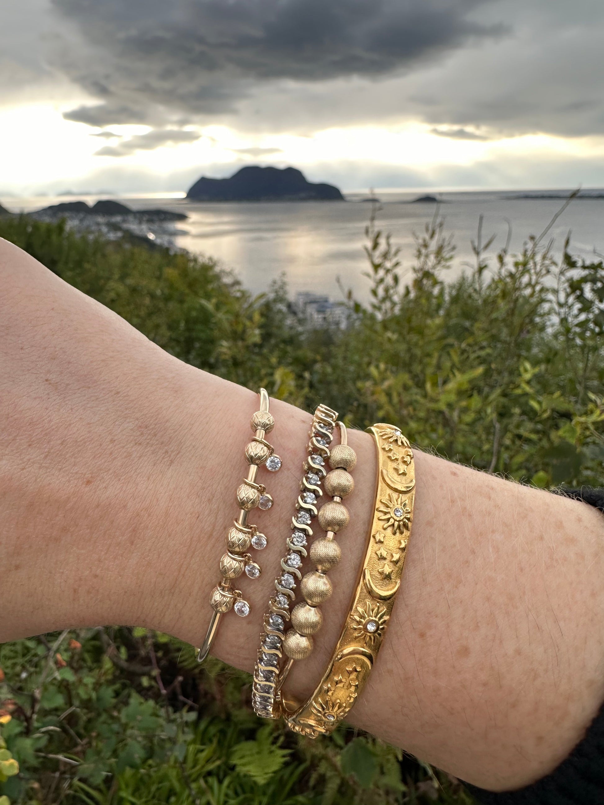 DRIP JEWELRY BRACELETS Slider Bead Cuffs with Sparkles (14k gold-filled)