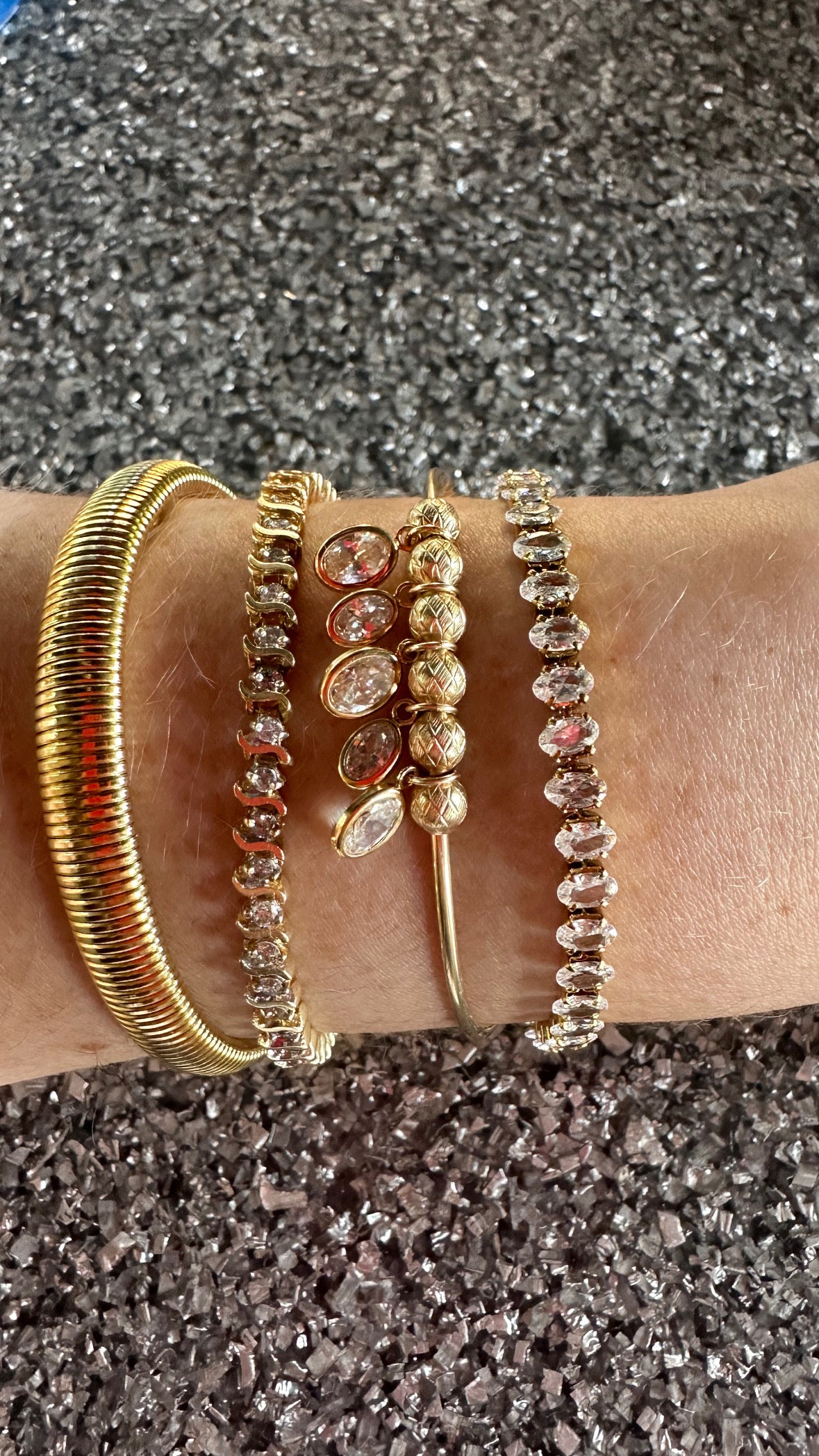 DRIP JEWELRY BRACELETS Slider Bead Cuffs with Sparkles (14k gold-filled)