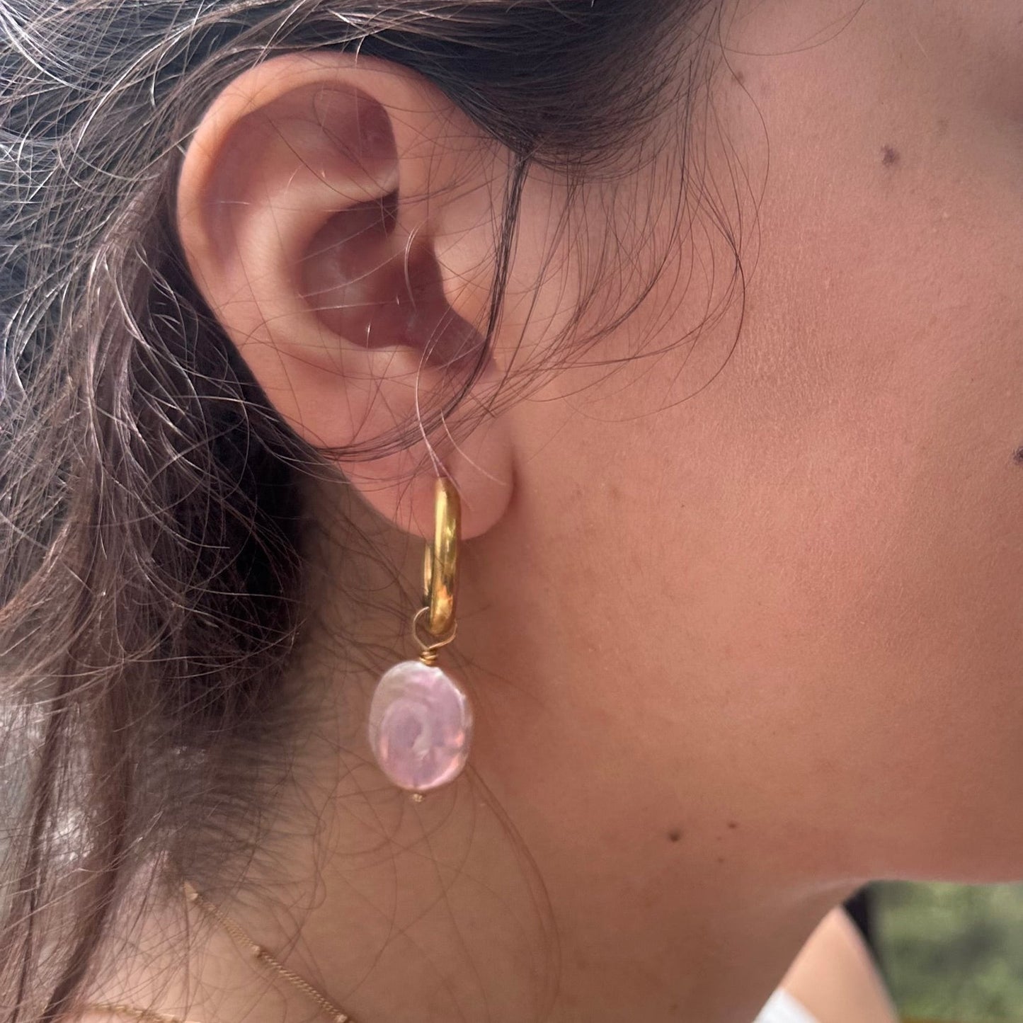 DRIP JEWELRY Circle Pearl or No Pearl Hoops