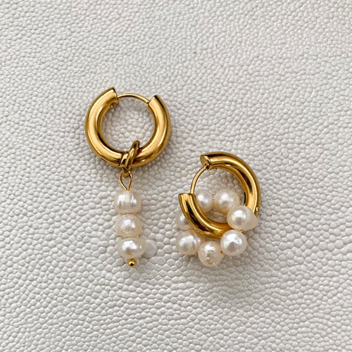 DRIP JEWELRY Earrings Mix not Match Pearl Hoops