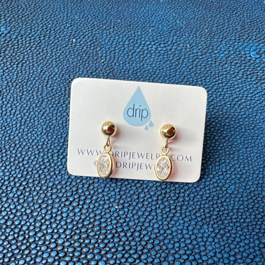 DRIP JEWELRY Earrings Oval Drop Ball Studs