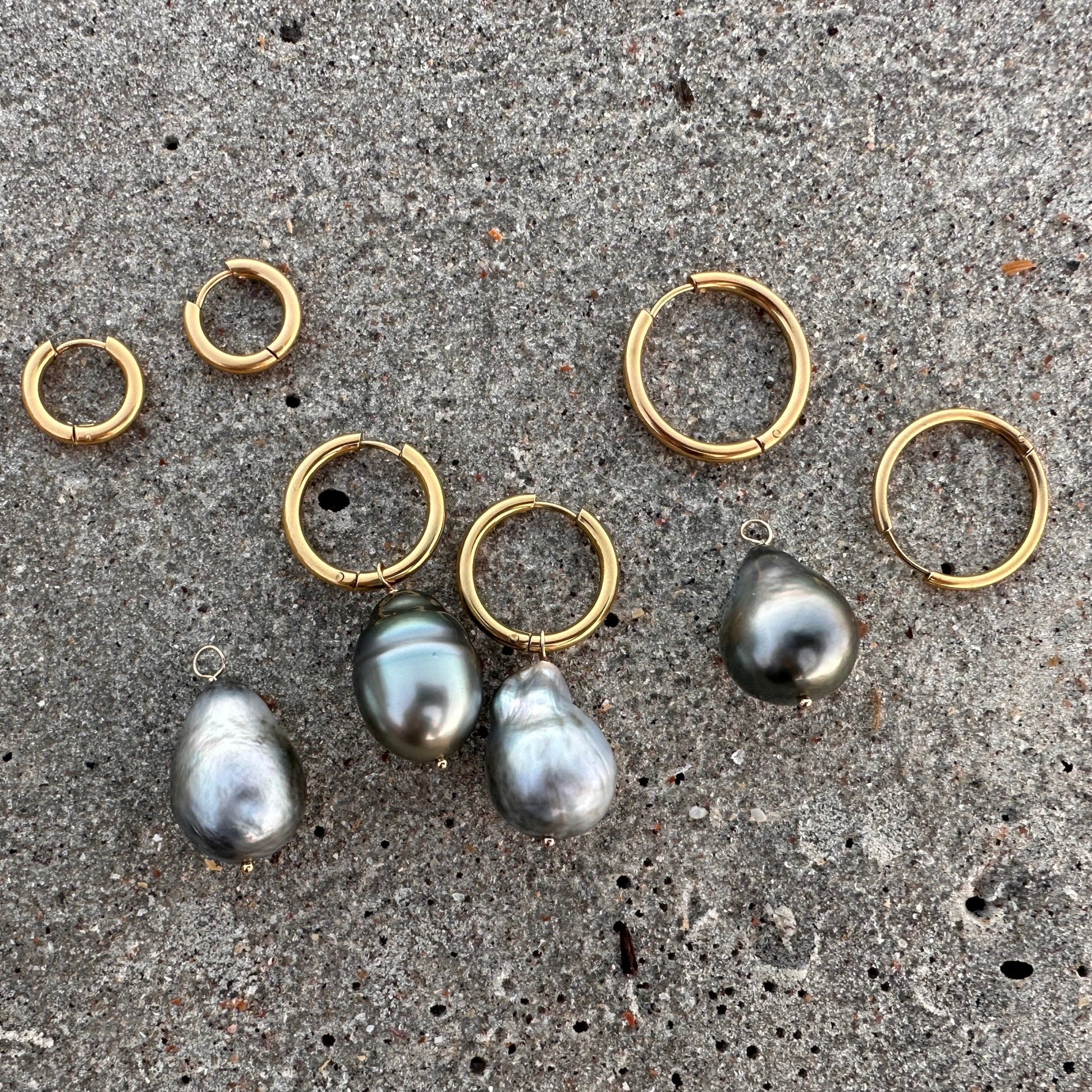 DRIP JEWELRY Earrings Tahitian Baroque Pearl Hoops (3 hoops included)