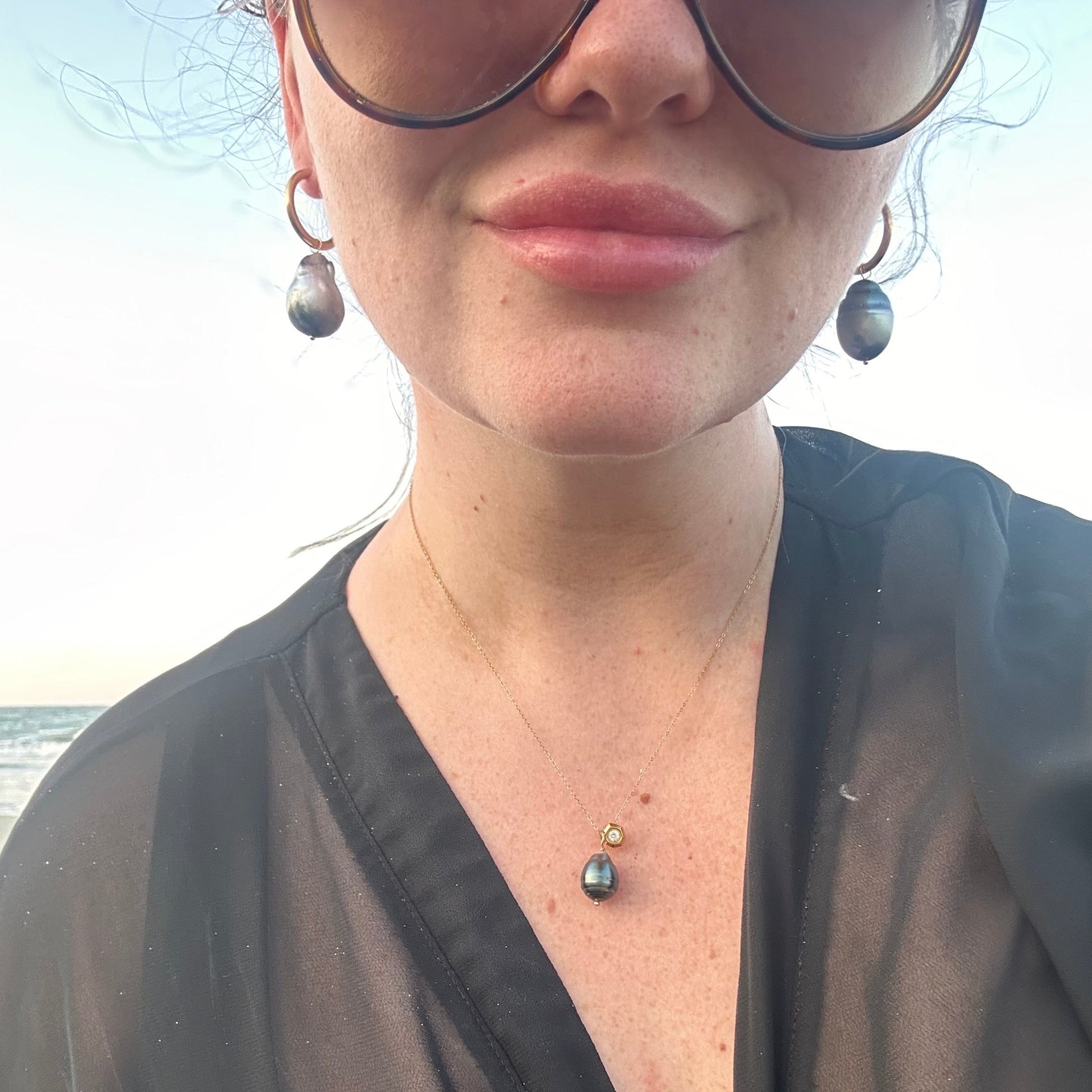 DRIP JEWELRY Earrings Tahitian Baroque Pearl Hoops (3 hoops included)