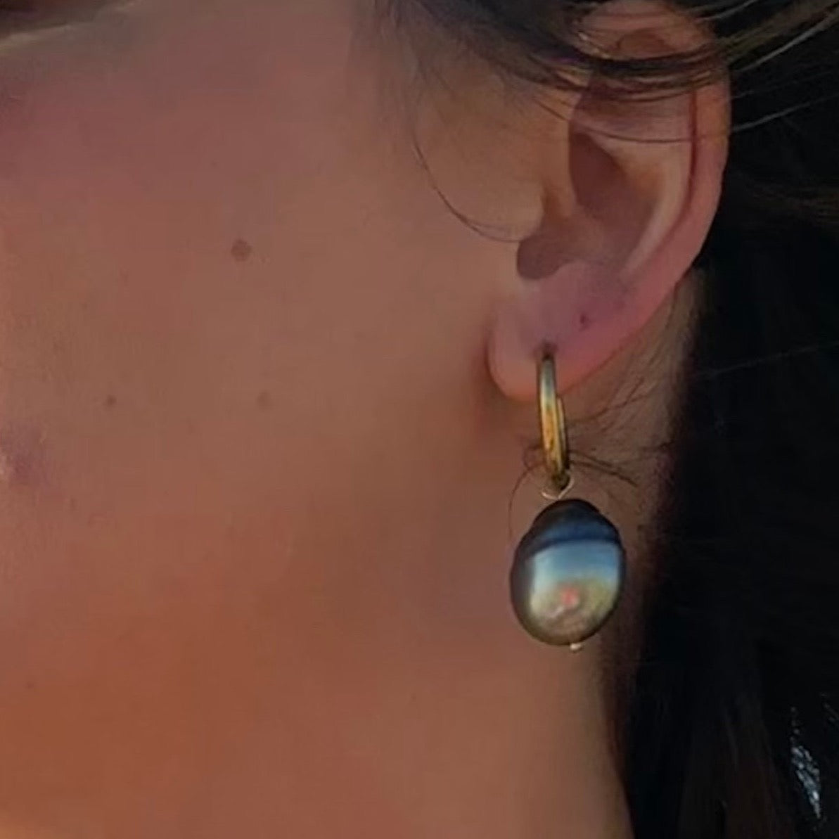 DRIP JEWELRY Earrings Tahitian Baroque Pearl Hoops (3 hoops included)