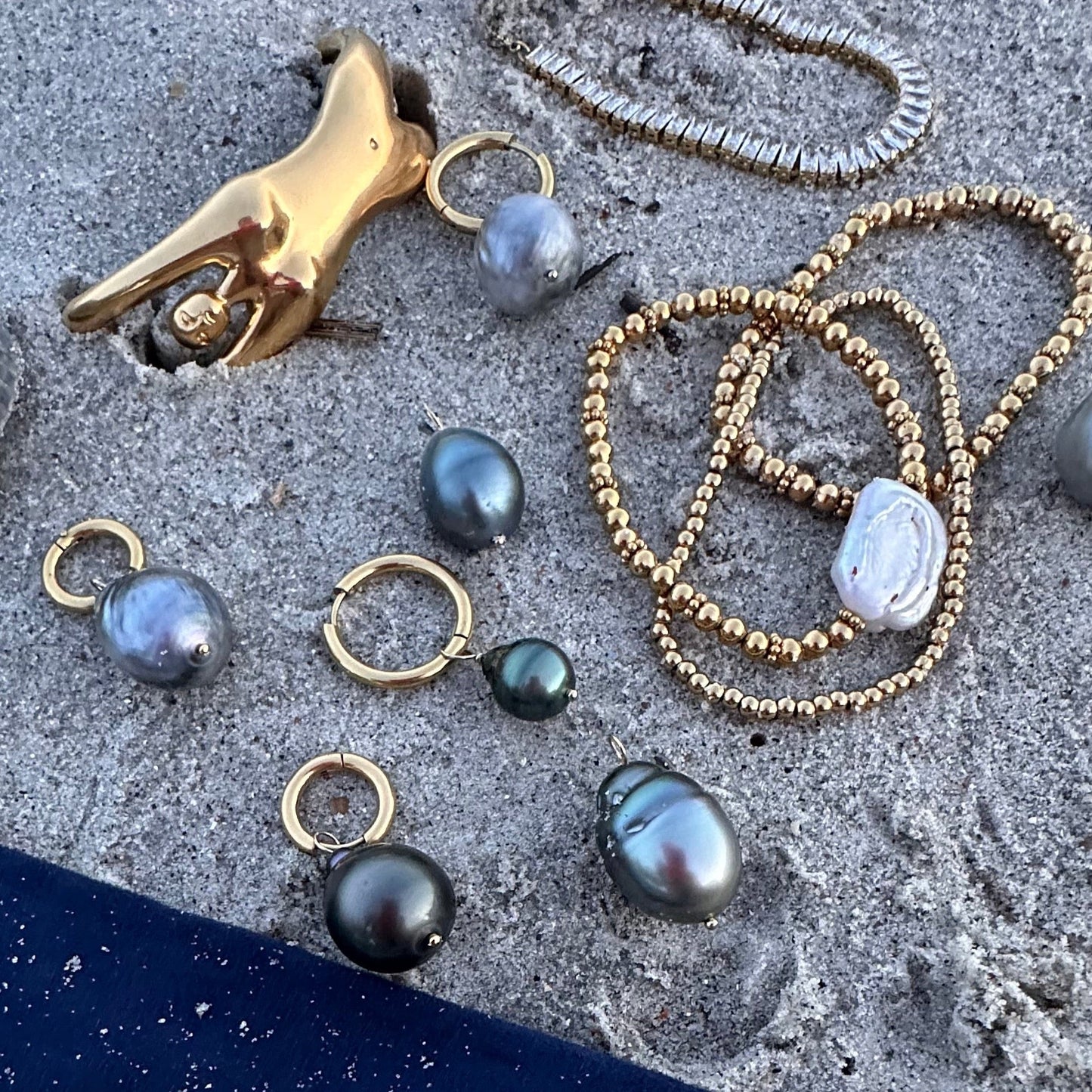 DRIP JEWELRY Earrings Tahitian Baroque Pearl Hoops (3 hoops included)