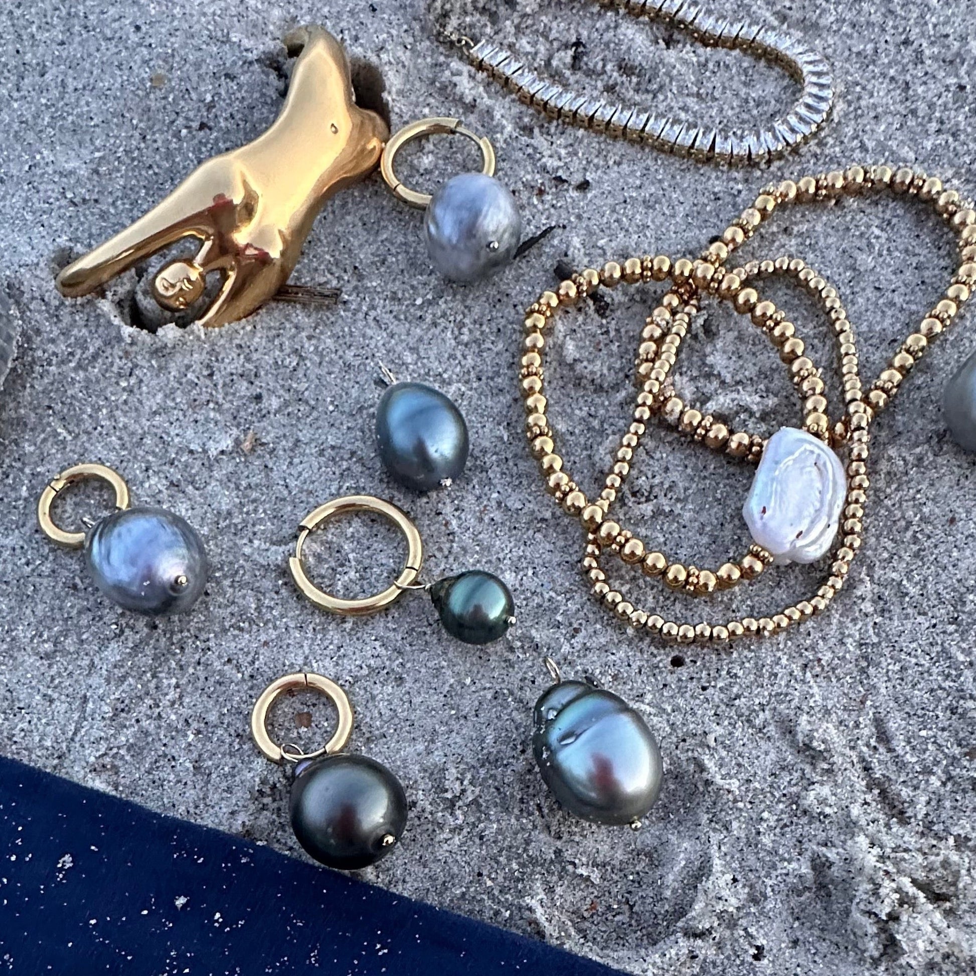 DRIP JEWELRY Earrings Tahitian Baroque Pearl Hoops (3 hoops included)