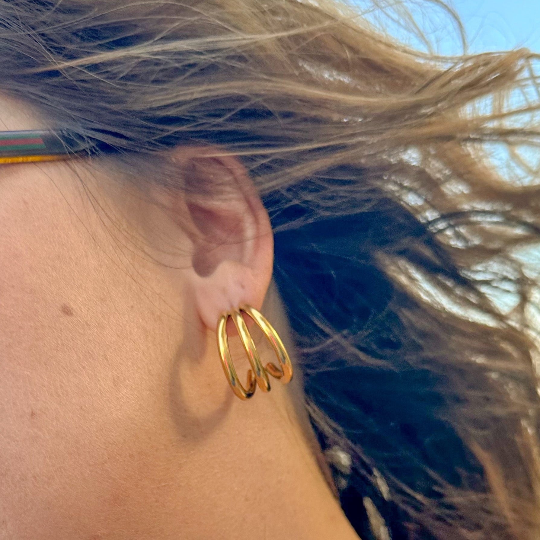 DRIP JEWELRY EARRINGS Triple Scoop Hoops