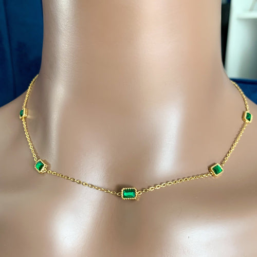 DRIP JEWELRY Emerald Cut Emerald Necklace