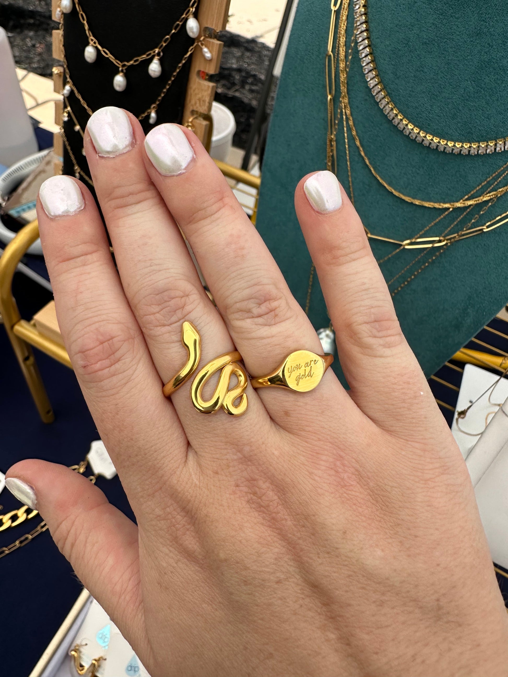 DRIP JEWELRY Gold Snake Ring - Adjustable size 5-12