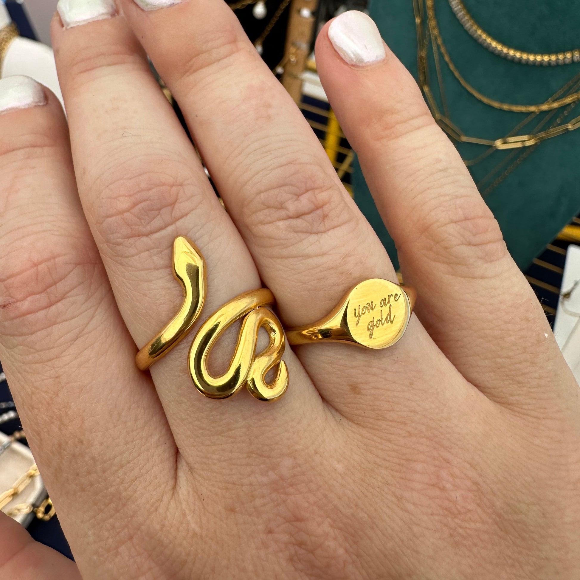 DRIP JEWELRY Gold Snake Ring - Adjustable size 5-12