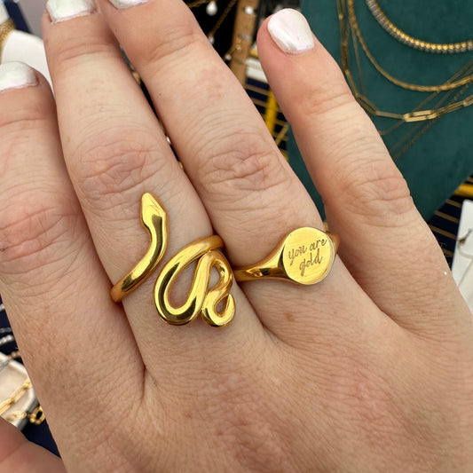 DRIP JEWELRY Gold Snake Ring - Adjustable size 5-12
