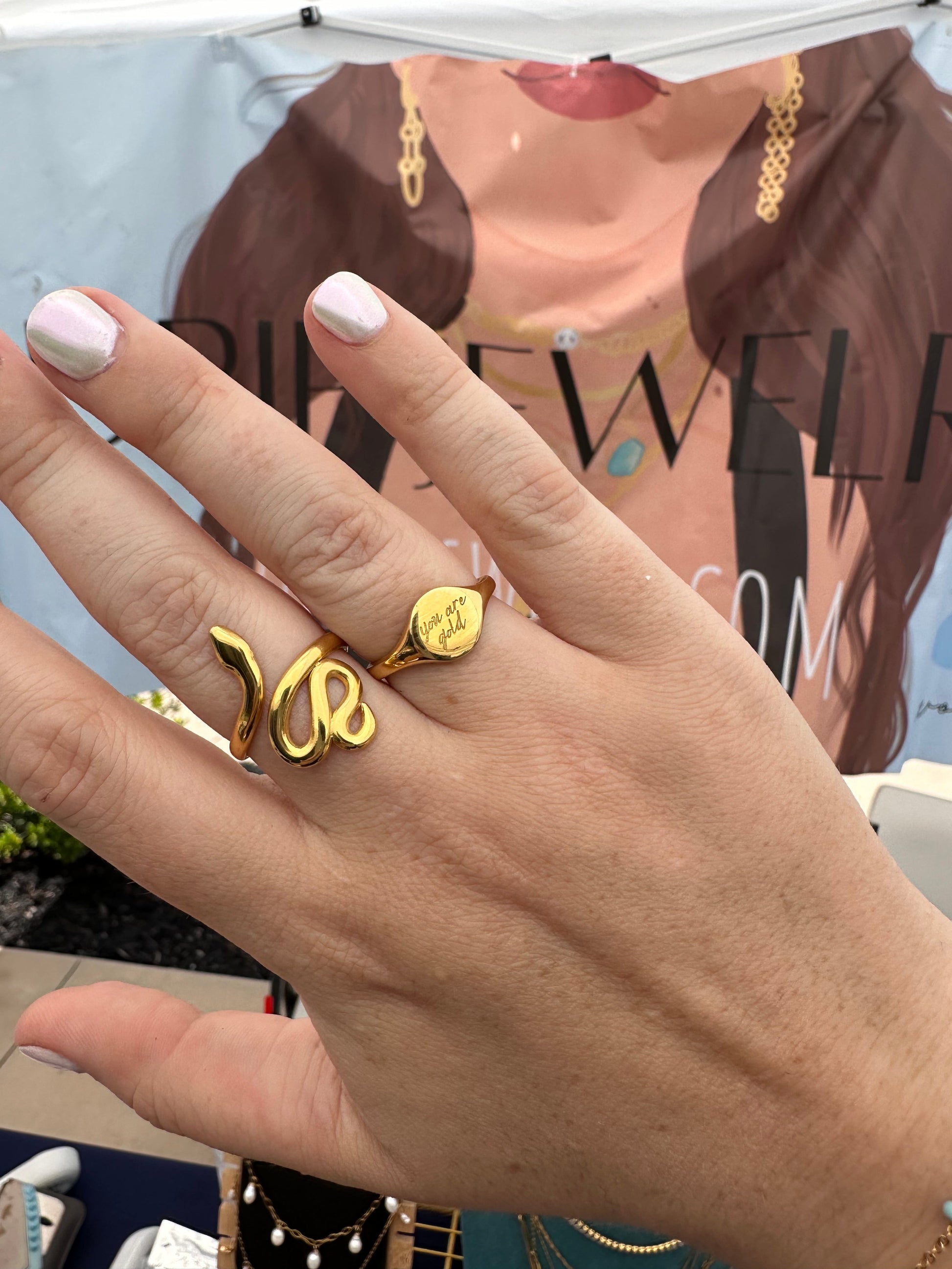 DRIP JEWELRY Gold Snake Ring - Adjustable size 5-12