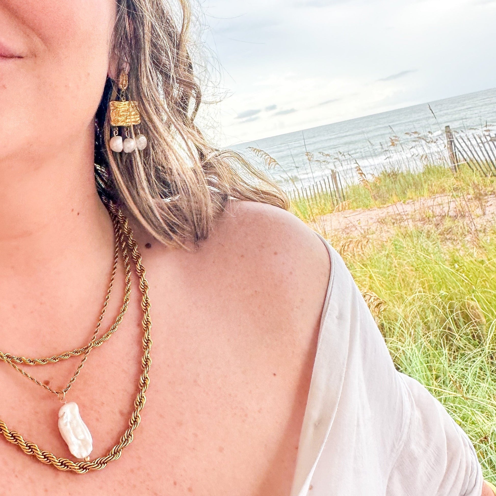 DRIP JEWELRY Necklaces Long Irregular Pearl Necklace