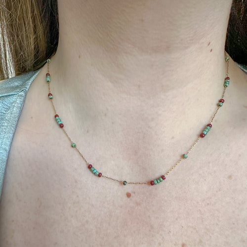 DRIP JEWELRY Necklaces Turquoise and Red Station Necklace