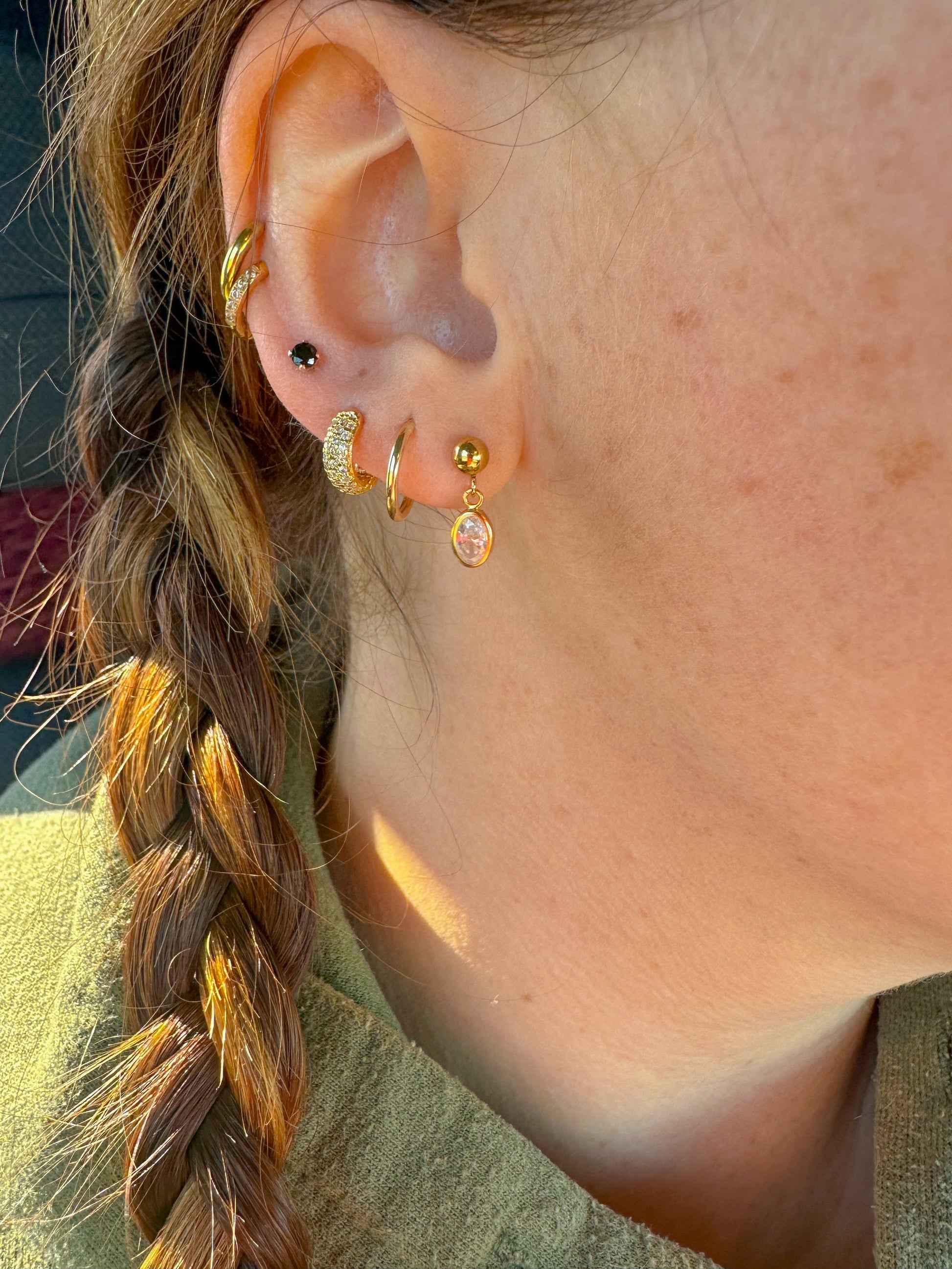 DRIP JEWELRY Oval Drop Ball Studs
