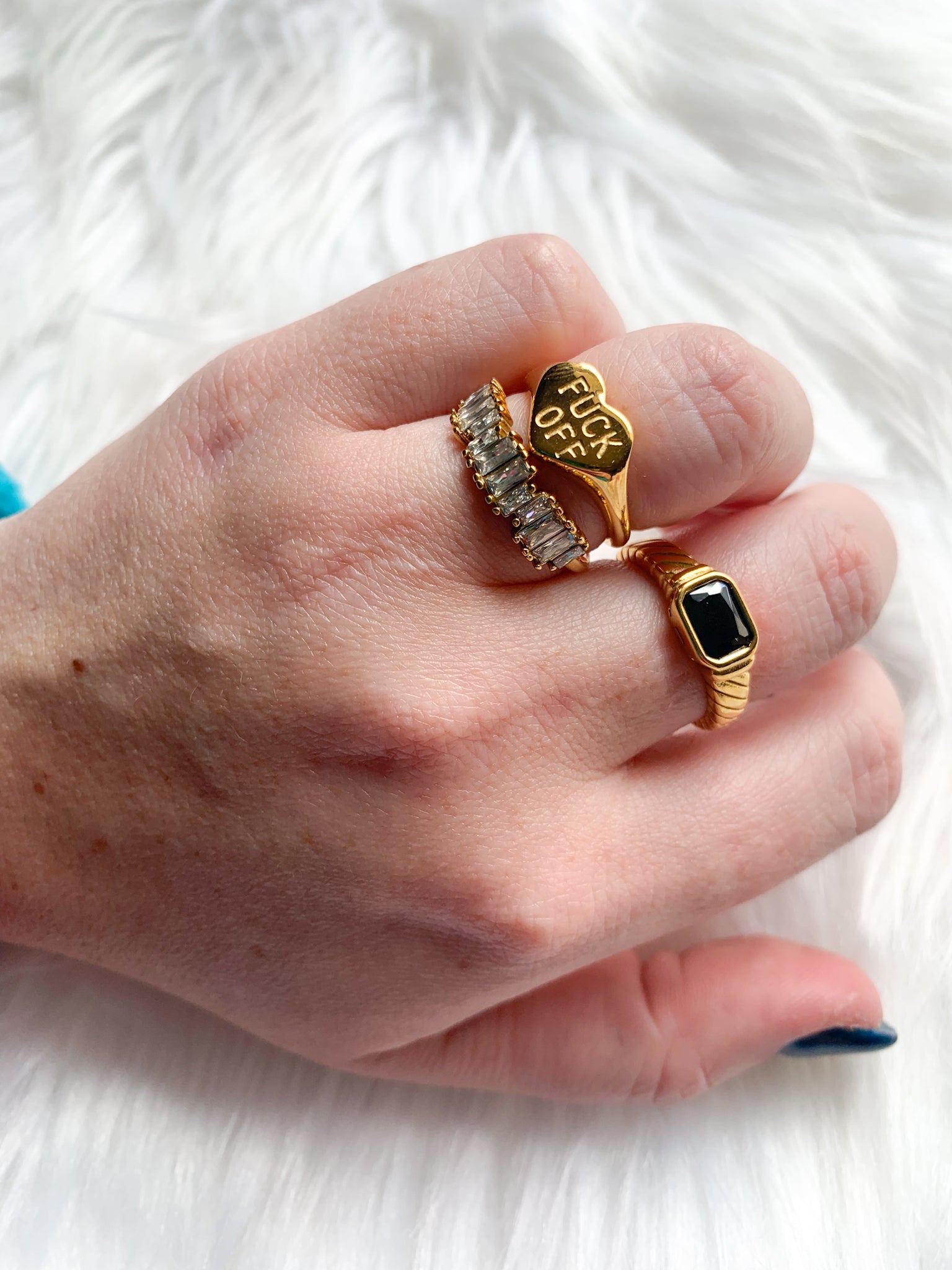DRIP JEWELRY Black Stone Rope Ring