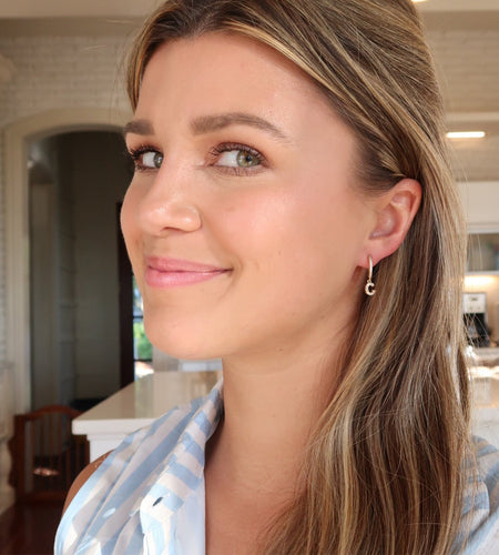 DRIP JEWELRY BY AK Earrings Olivia Initial Huggie