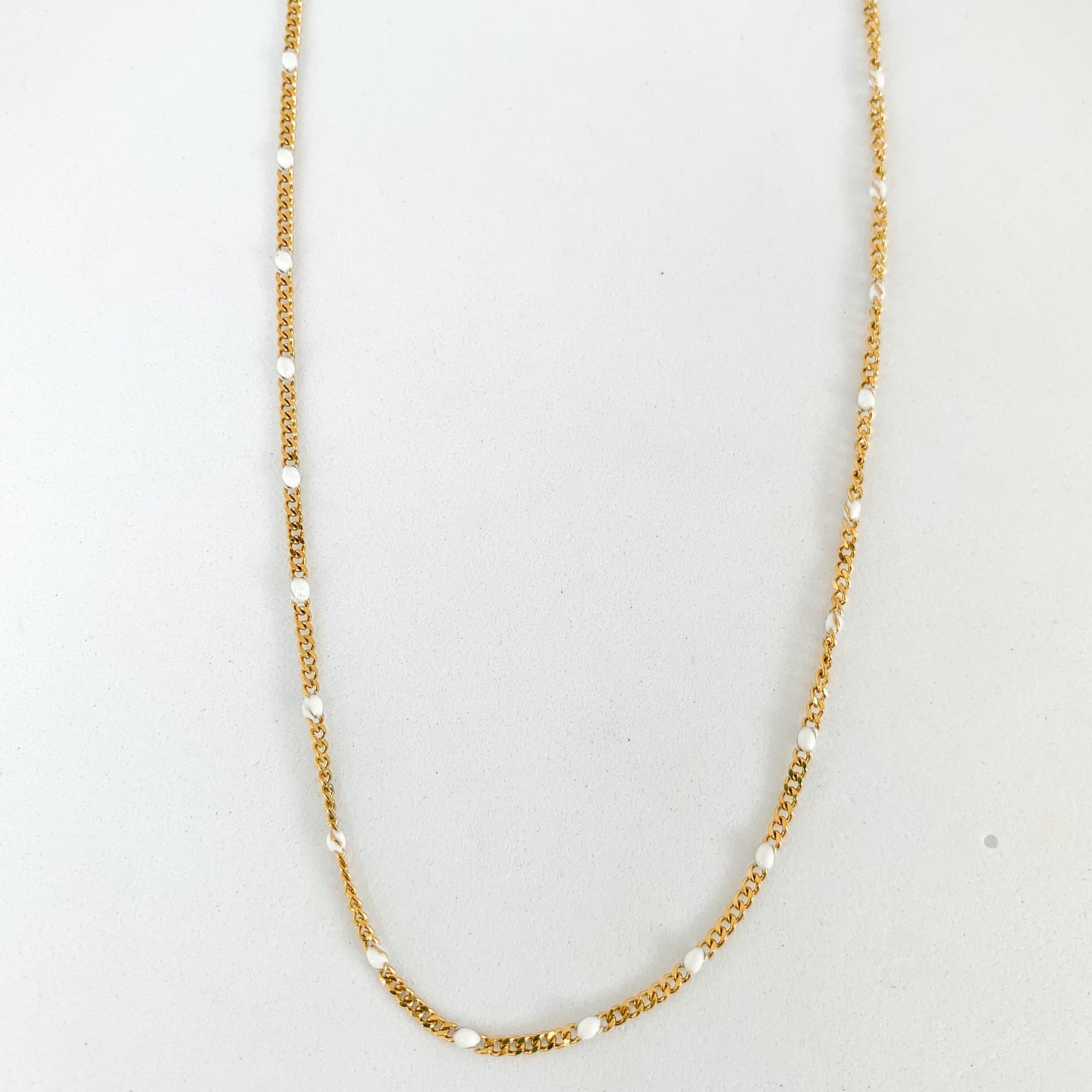 DRIP JEWELRY Curb and White Enamel Necklace