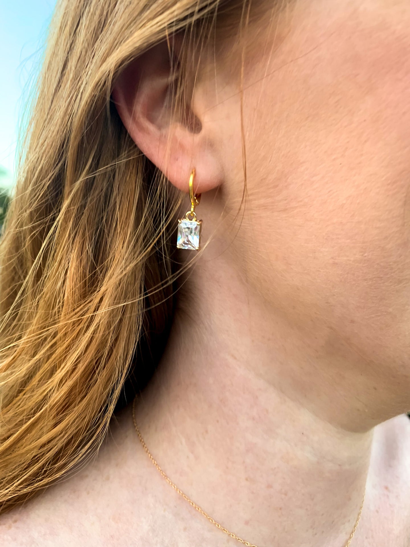 DRIP JEWELRY Earrings OG : Diamond Clear rec drop earrings : more color options!