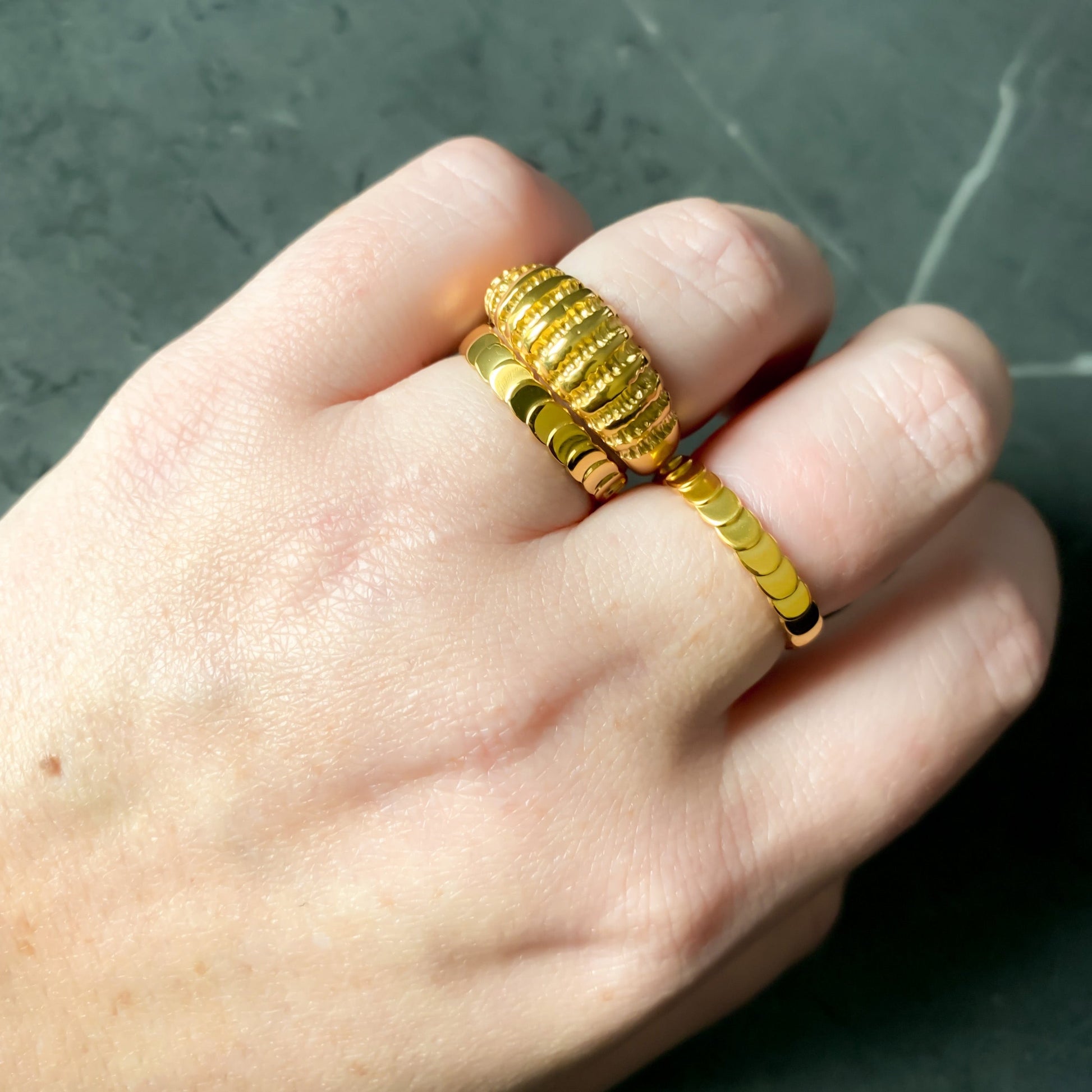 DRIP JEWELRY Flat Bead Ring