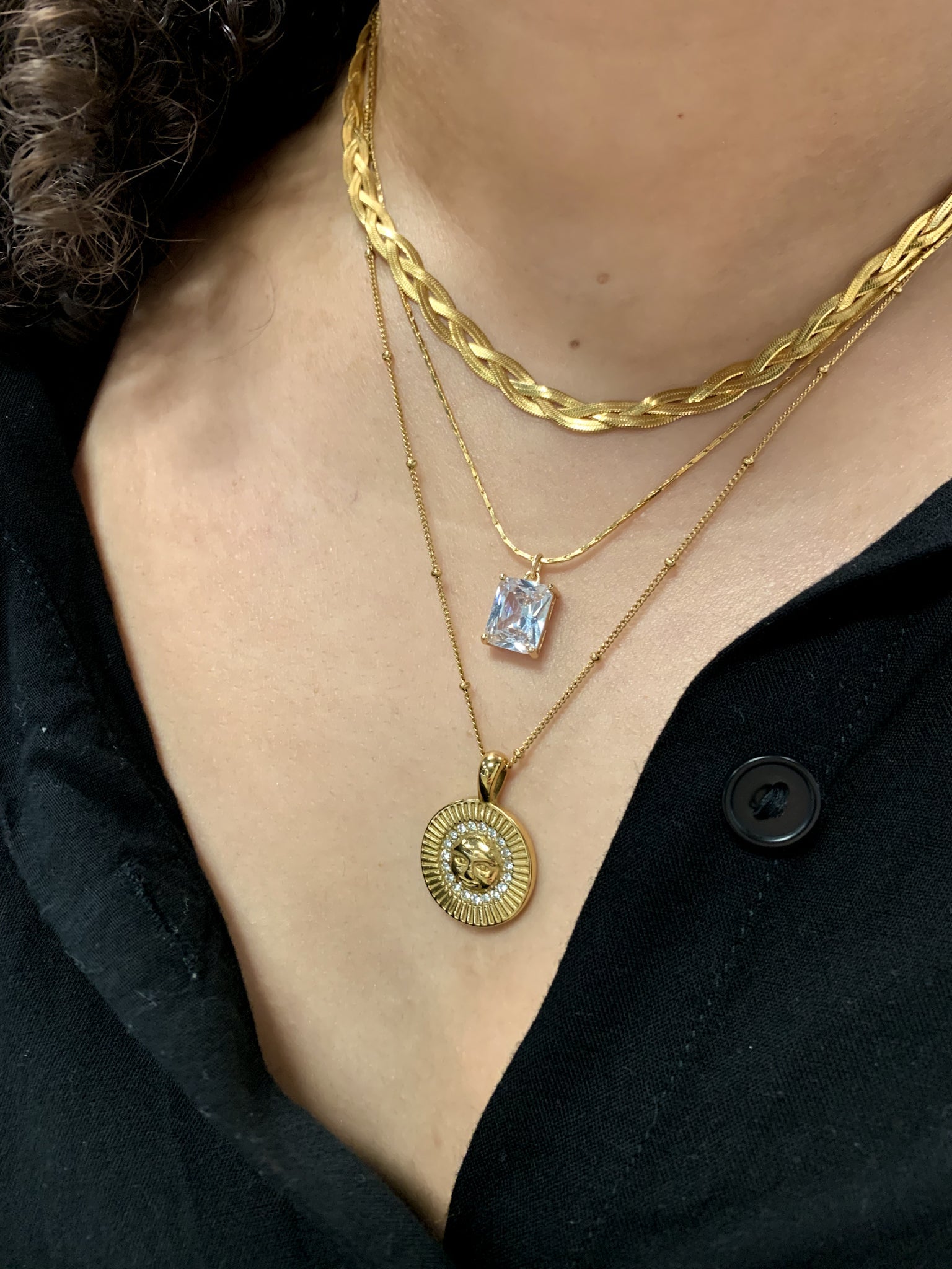 Drip Jewelry necklace Triple Braided Herringbone Necklace