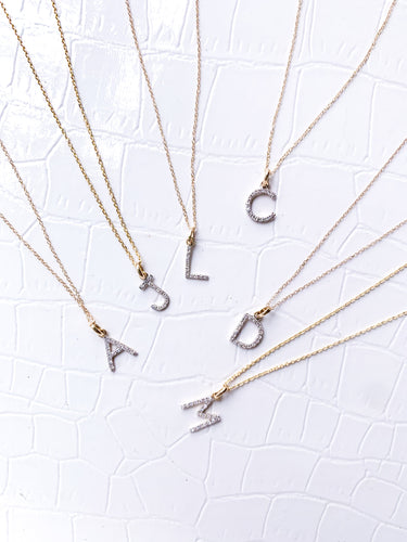 DRIP JEWELRY Necklaces Diamonds are a Girl’s Best Friend: Initial Necklace with diamonds & solid gold