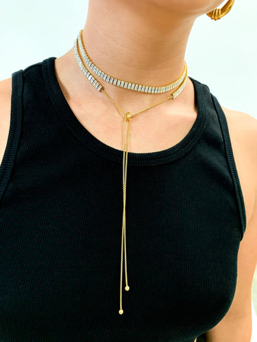 DRIP JEWELRY Tennis Baguette Necklace (adjustable)