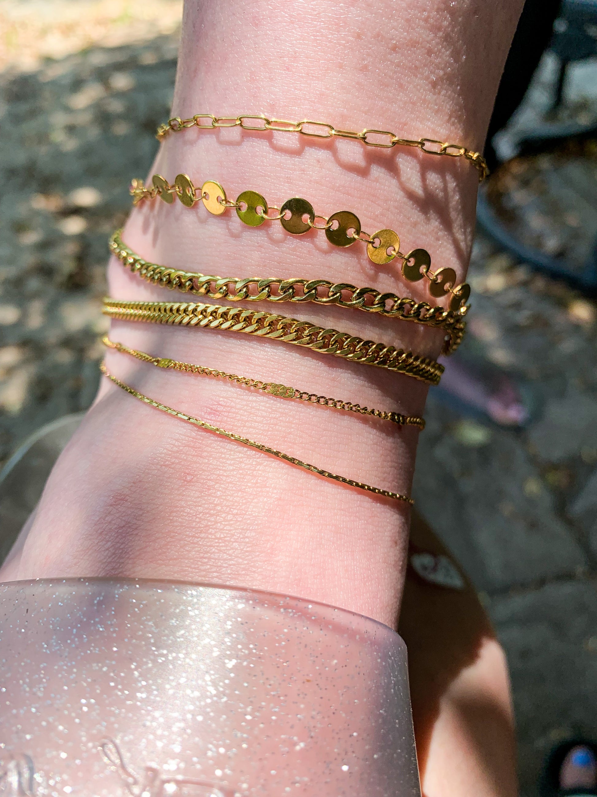 DRIP JEWELRY Medium Paperclip Water-Proof Anklets
